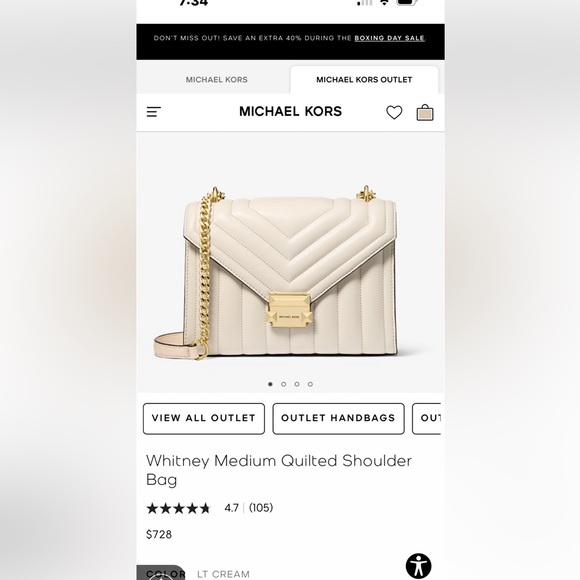 MICHAEL KORS WHITNEY MEDIUM QUILTED SHOULDER BAG - Picture 9 of 9